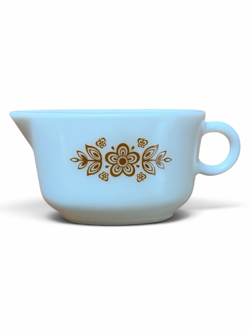Vintage Pyrex Corning Gold Butterfly Milk Glass Gravy Boat
